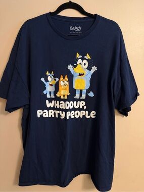 Bluey 'Whaddup, Party People' Navy Short Sleeve Tee